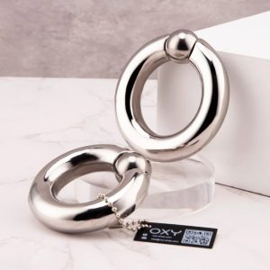 Premium 350gr Steel Cock Ring & Ball Stretcher – Ultimate Weighted Pleasure