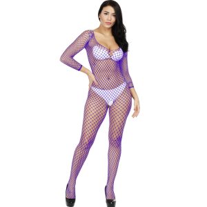 Mesh Bodysuit Hollow Long Sleeve Large Mesh Perspective