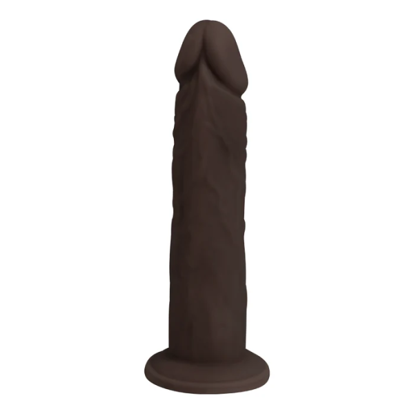 Medium Realistic Brown Dildo - 19cm Veined Silicone Toy with Suction Cup