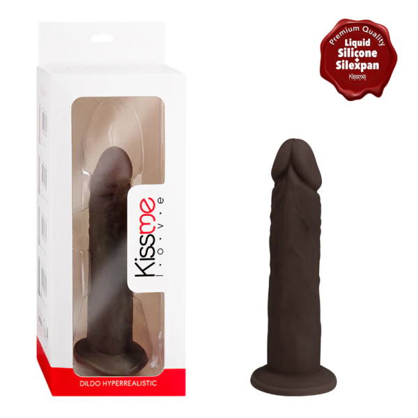 Realistic Black Dildo - 19cm Veined Silicone with Suction Cup