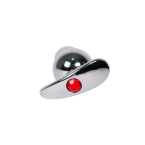 Double Egg Gem Plug – Weighted Stainless Steel with Dual Spheres & Red Jewels